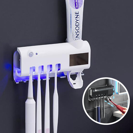 Intelligent UV Toothbrush Sterilizer, Automatic Toothpaste Squeezer, Toothbrush and Toothpaste Rack